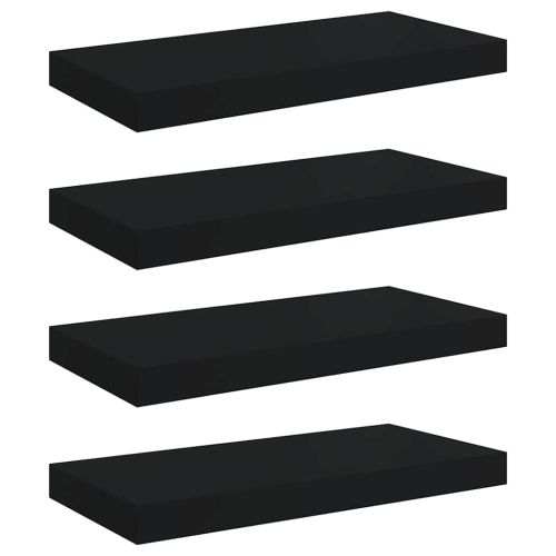 Окачени стенни рафтове, 4 бр, черни, 50x23,5x3,8 см, МДФ