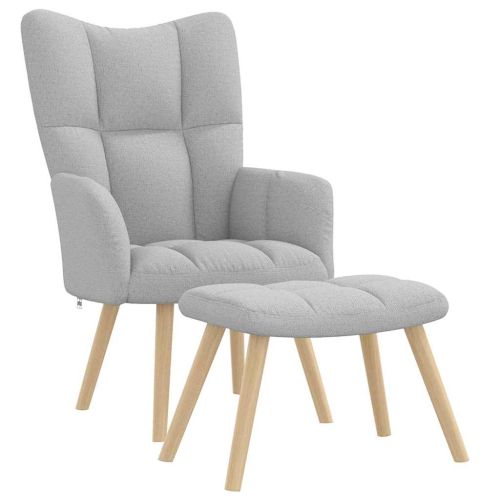 Релаксиращ стол с табуретка за крака Cloud Grey Fabric