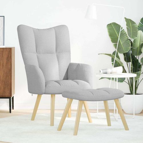 Релаксиращ стол с табуретка за крака Cloud Grey Fabric