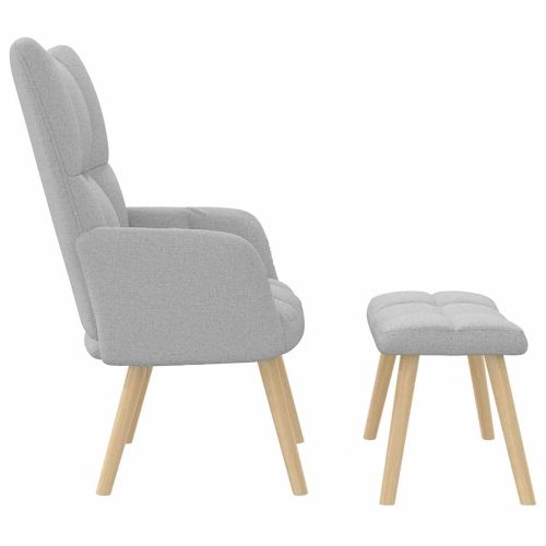 Релаксиращ стол с табуретка за крака Cloud Grey Fabric