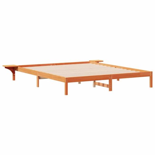 Легло с нощни шкафчета Кафяво с восъчно покритие 200 x 220 cm