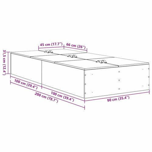 Легло с място за съхранение с врата Сонома дъб 90 x 200 cm