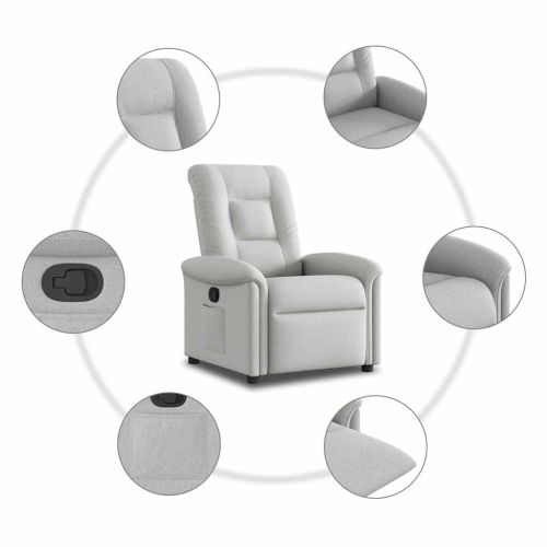 Recliner Chair Cloud Grey Fabric