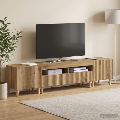 3 части LED ТВ шкаф ARNHEM 3 бр. Дъб артизан