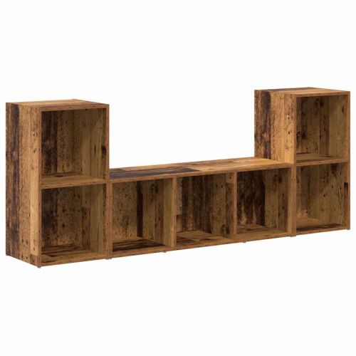 Комплект ТВ шкаф 3 бр. Кафяво Инженерна дървесина
