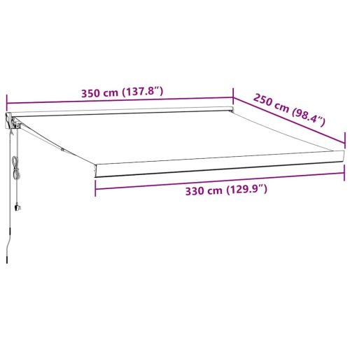 Прибираща се тента Кафяво 350 x 250 cm Текстил и Метал