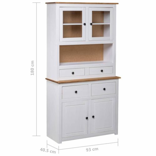 Бюфет, бял, 93x40,5x180 см, бор масив, стил Панама
