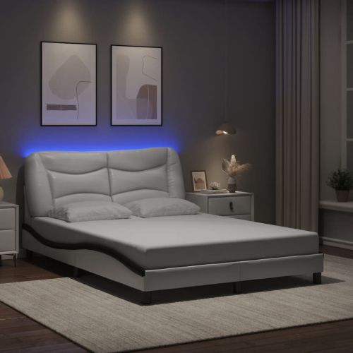 Рамка за легло с LED без матрак Hvar бяло-черна 140x200 cм
