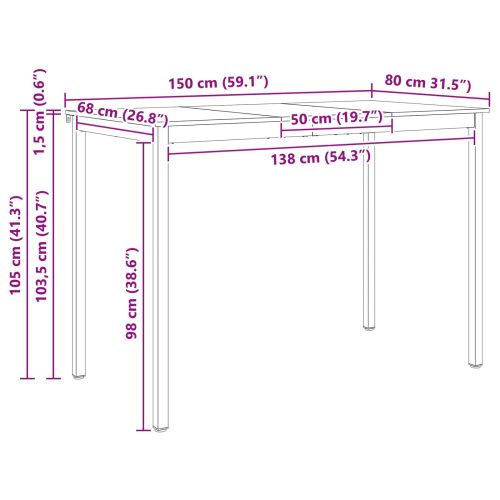 Бар маса 150 x 80 x 105 см Солидно борово дърво Естествен