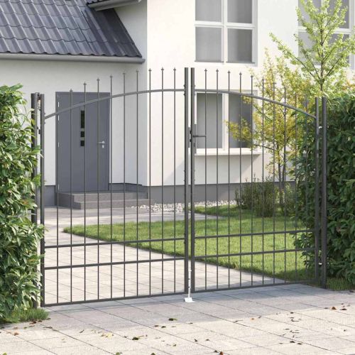 Двойна порта WOERDEN 299,5 x 249,5 см Стомана Сиво С ключалка