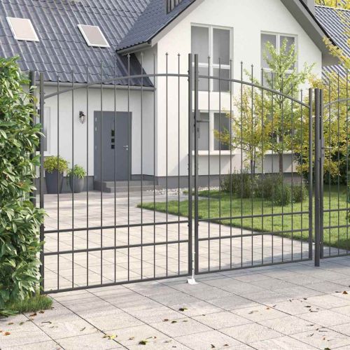 Двойна порта WOERDEN 299,5 x 249,5 см Стомана Сиво С ключалка