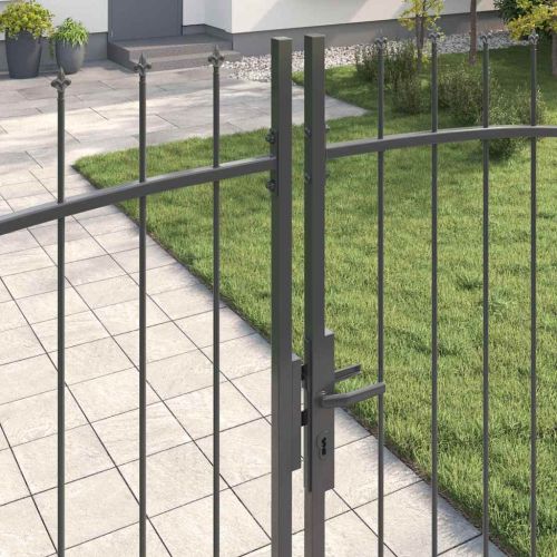 Двойна порта WOERDEN 299,5 x 249,5 см Стомана Сиво С ключалка
