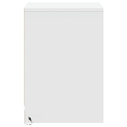 Нощни шкафчета с LED, 2 бр, бяло, инженерна дървесина
