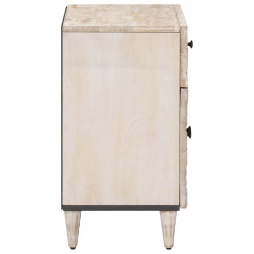 Леглов шкаф Бяло 50 x 33 x 60 см Солидно мангово дърво