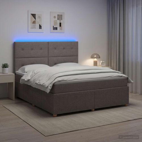 LED легло с матрак с LED ленти Таупе 140 x 190 cm Текстил