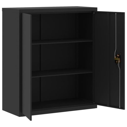 Шкаф за папки черен 90x40x145 см стомана