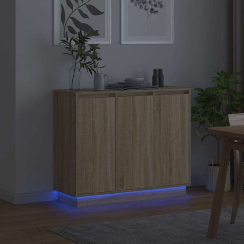 LED конзолна маса Сонома дъб 90 х 32 х 75 см
