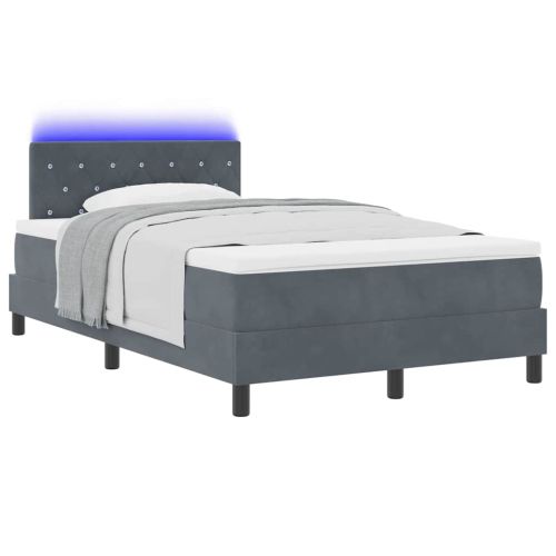 LED кутия за пружини с легло Тъмен сив 120 x 190 cm Кадифе