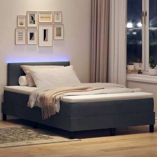 LED кутия за пружини с легло Тъмен сив 120 x 190 cm Кадифе