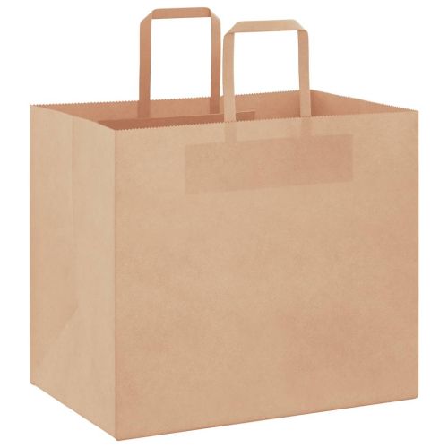 Хартиени торбички 250 бр с дръжки кафяви 32x22x28 см
