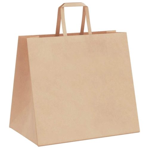 Хартиени торбички 250 бр с дръжки кафяви 32x22x28 см