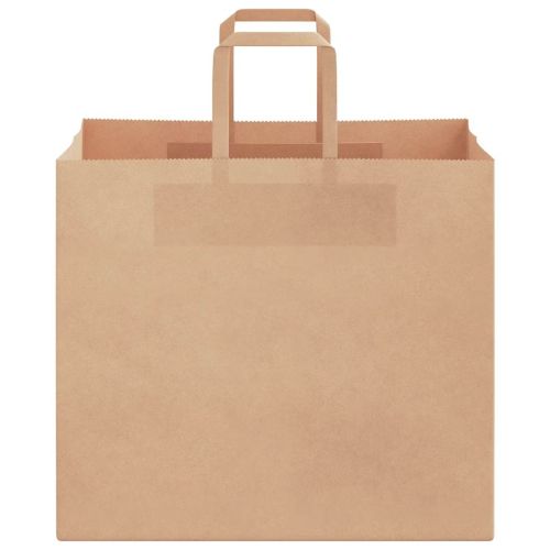 Хартиени торбички 250 бр с дръжки кафяви 32x22x28 см