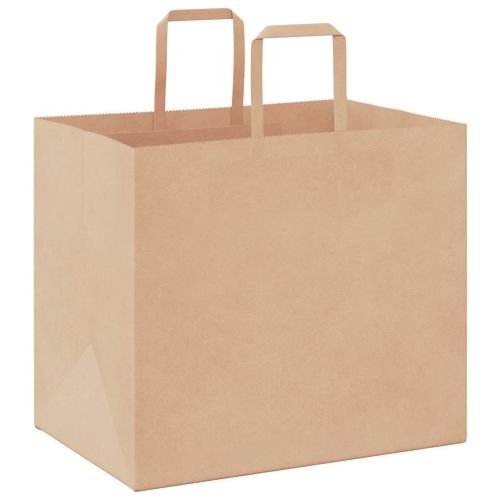 Хартиени торбички 250 бр с дръжки кафяви 32x22x28 см