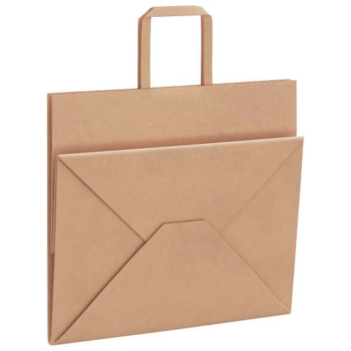 Хартиени торбички 250 бр с дръжки кафяви 32x22x28 см