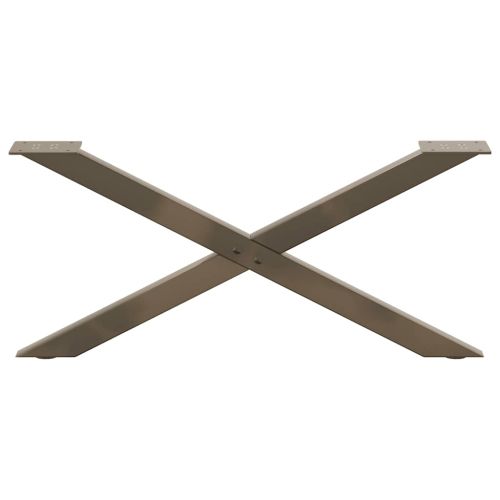 Крака за масичка за кафе, X-образни, 2 бр., естествена стомана, 70 x (30-31) см, стомана