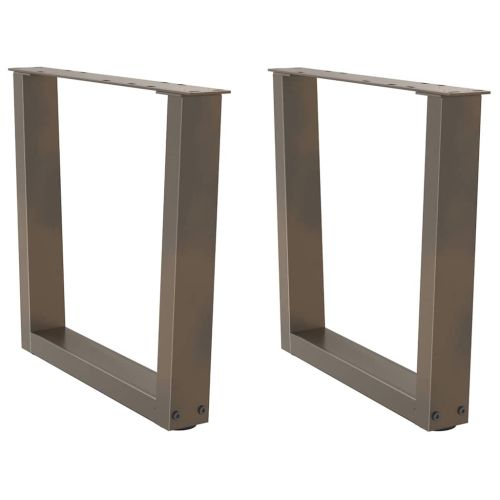 Крака за масичка за кафе, V-образни, 2 бр., естествена стомана, 50 x (42-43,3) см, стомана