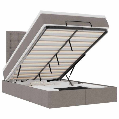 Османска легло с матрак и LED, таупе, 120x200 см, плат