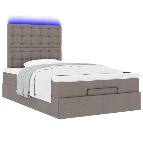 Османска легло с матрак и LED, таупе, 120x200 см, плат
