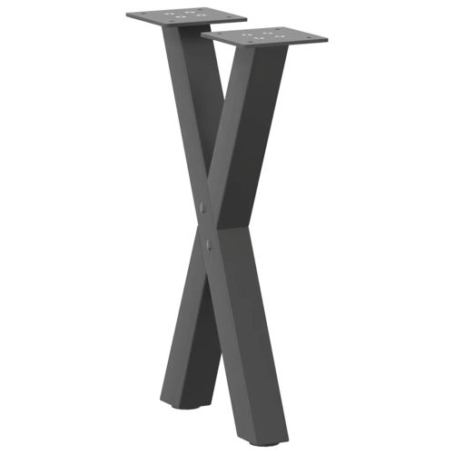 Крака за масичка за кафе, X-образни, 2 бр., антрацит, 38 x (42-43) см, стомана