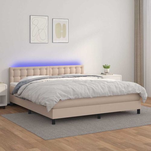 Боксспринг легло с матрак LED капучино 180x200 см