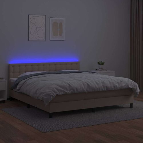 Боксспринг легло с матрак LED капучино 180x200 см