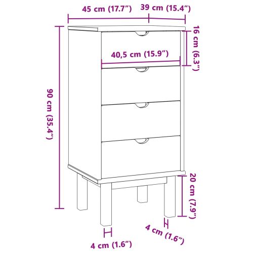Плика OTTA Черно 45 x 39 x 90 см Масивна борова дървесина
