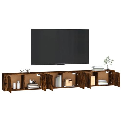 ТВ шкафове със стенен монтаж, 3 бр, опушен дъб, 100x34,5x40 см