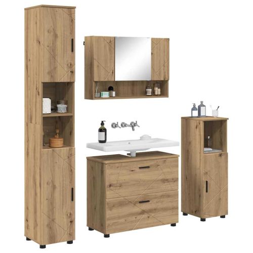 Комплект мебели за баня 4 бр. Дъб 35 x 30 x 192 см