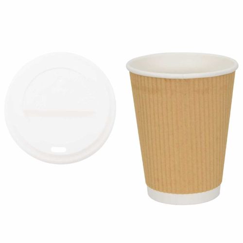 Хартиени чаши за кафе с капачки 1000 бр. 12oz 300ml