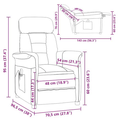 Масажен стол Светлосиво 96.5 x 70.5 x 95 см Микрофибър
