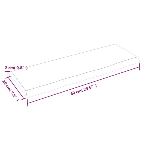 Стенен рафт тъмнокафяв 60x20x2 см обработен масивен дъб
