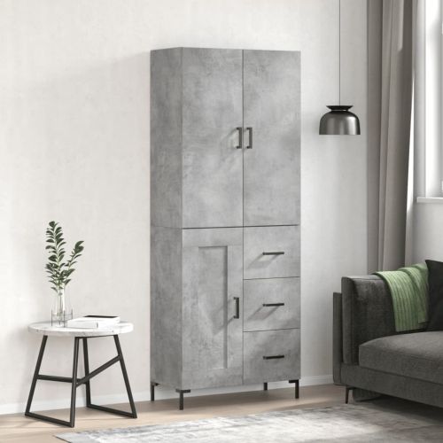 Висок шкаф, бетонно сив, 69,5x34x180 см, инженерно дърво