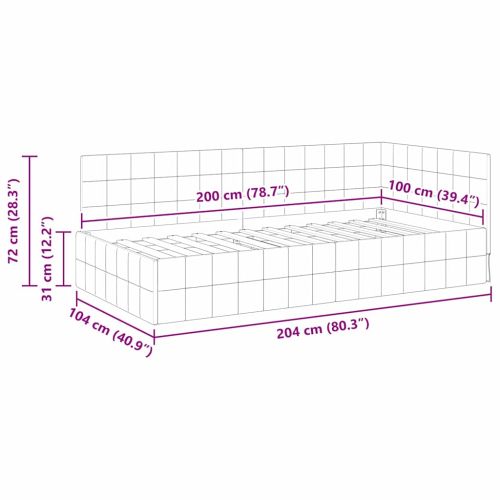 Ъглова рамка за легло Синьо 100 x 200 cm Кадифе