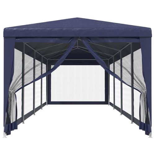 Парти палатка с 10 мрежести странични стени, синя, 3x12 м, HDPE