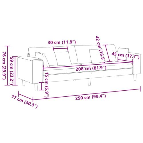 Диван Синьо 250 x 77 x 76 см текстил