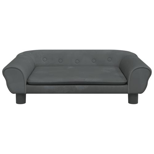 Детски диван, Тъмносив, 70x45x26 см, кадифе