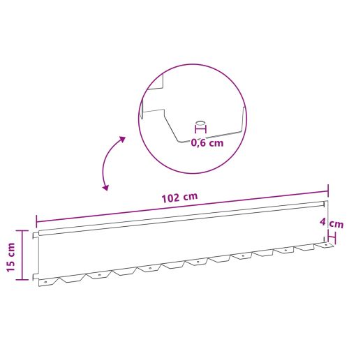 Ограда за трева 30 бр. 102 x 15 x 4 см Стомана Сребристо