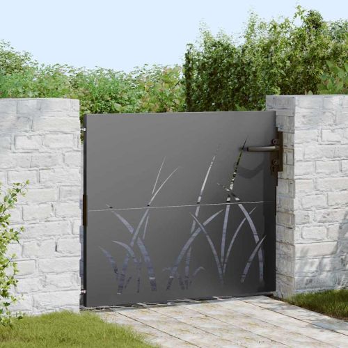 Градинска врата Черно 85 x 100 cm Прахово покритие стомана