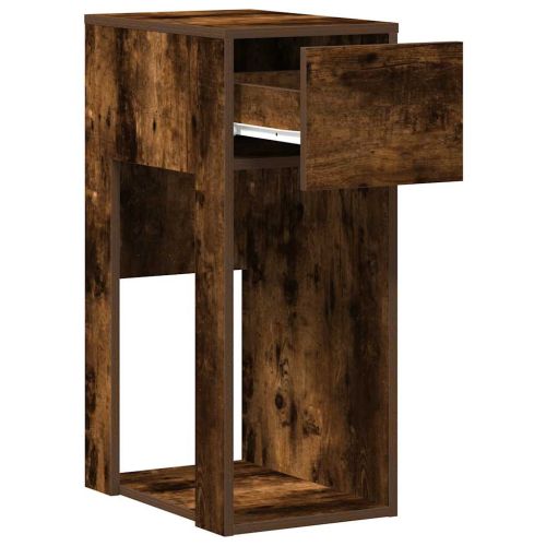 Стойка за компютърна кула с чекмедже опушен дъб 30x44x74 см
