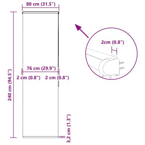 Ролетна щора за душ с касета 80x240 см Ширина на плата 76 см